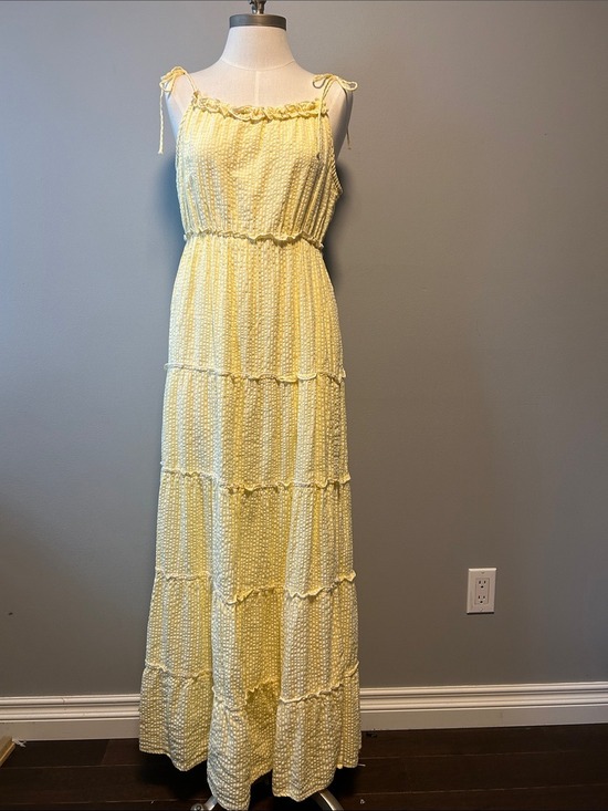 Sim & Sam Dresses & Skirts - Sim & Sam Yellow Cotton Gingham Tiered Cottagecore Maxi Dress
